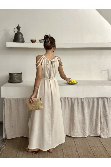 ÖRGÜ DETAYLI HELEN ELBİSE