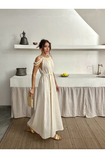 ÖRGÜ DETAYLI HELEN ELBİSE
