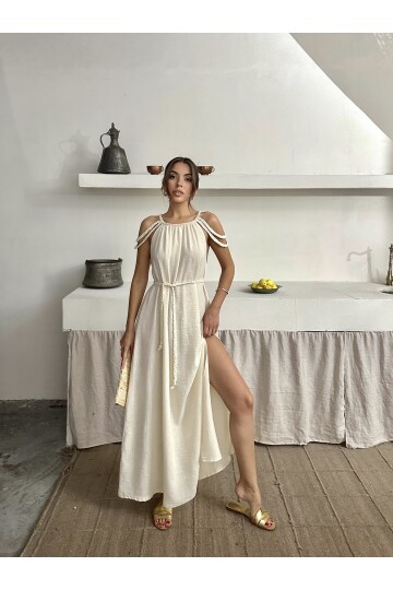 ÖRGÜ DETAYLI HELEN ELBİSE