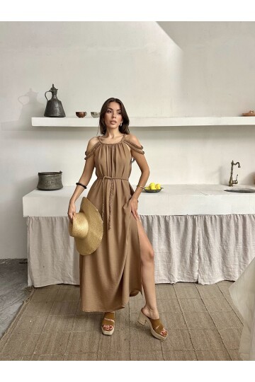 ÖRGÜ DETAYLI HELEN ELBİSE