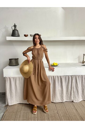 ÖRGÜ DETAYLI HELEN ELBİSE