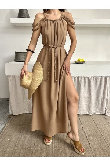 ÖRGÜ DETAYLI HELEN ELBİSE
