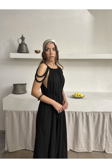 ÖRGÜ DETAYLI HELEN ELBİSE