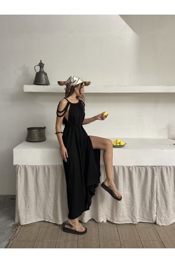 ÖRGÜ DETAYLI HELEN ELBİSE