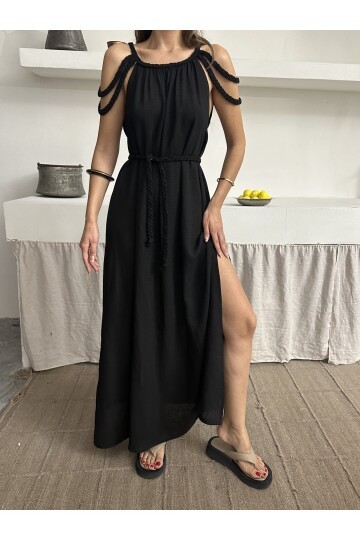 ÖRGÜ DETAYLI HELEN ELBİSE